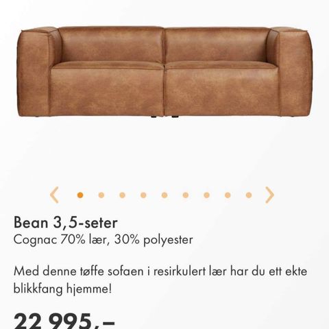 BEAN 3,5-SEATER SOFA COGNAC