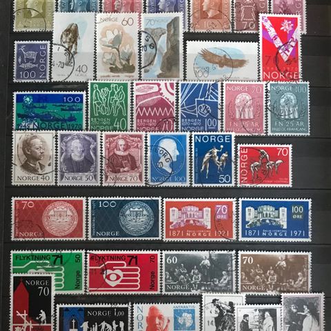 Norge frimerker stemplet, nk 641-679, årene 1970 og 1971 komplett