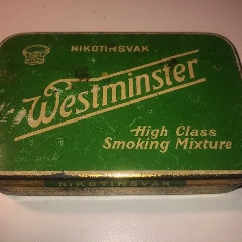 Westminster tobakksboks. High Class Smoking Mixture. 150 kr ved henting