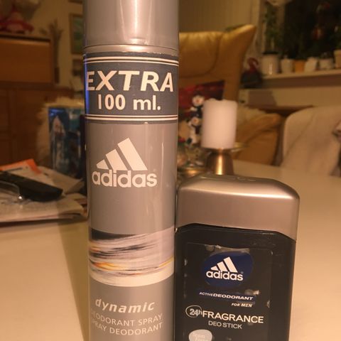 ADIDAS deodoranter. Spray + stick. Menn. Duft.