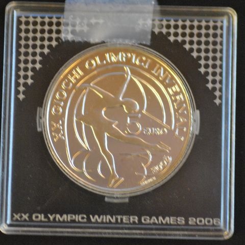 2005 ITALY €5 EURO Olympic Games 2006 Torino Figure Skating Silver Proof Coin