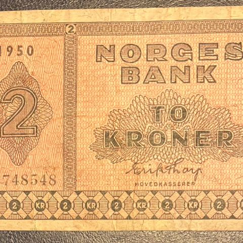 TO KRONER 1950 G 5748548.     Kv 1.  katalogpris 345kr.  SALG 2024.