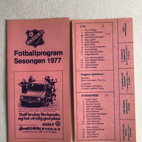 Program  Lyn - Strindheim 1977