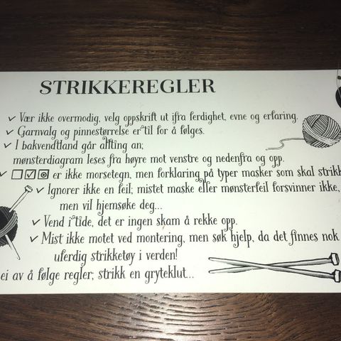 Skilt med strikkeregler