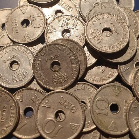 Norsk 10 øre mynt 1940 meget fin kv