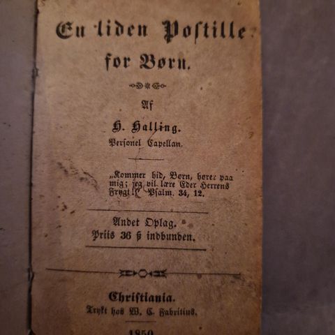 En liden Poftille for Børn - Kristiania 1850