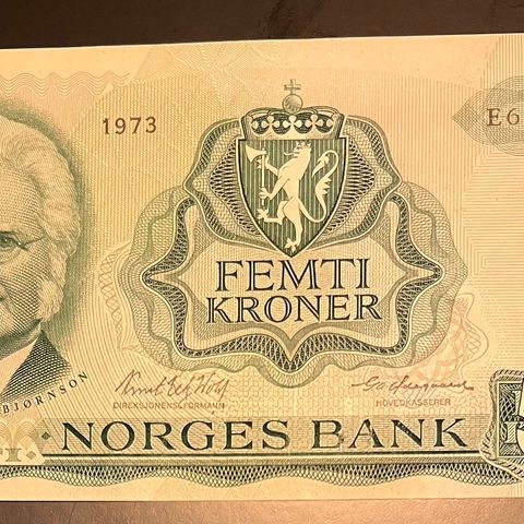 50 KRONER SEDDEL 1973 E66 98 98 9. KV. 0/01.  Katalogpris 660kr.  SAALG 2024