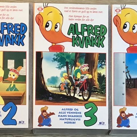 Alfred Kvakk #1, #2, #3, #4 & #5 VHS samling 🔥ALLE FORSEGLET!! 🚨NY PRIS!!