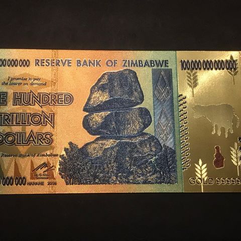 100 Trillioner dollar Zimbabwe 24k Gull