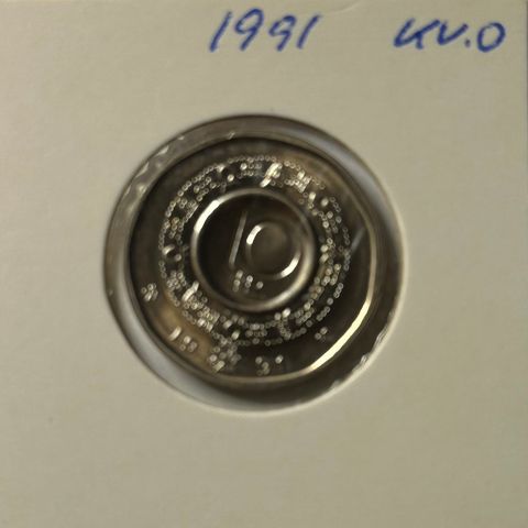 10 kr 1991  usirkulert.  (2148 V)