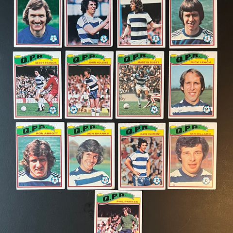 Fotballkort - QPR Queens Park Rangers FC - 28 stk. fra 1970-tallet