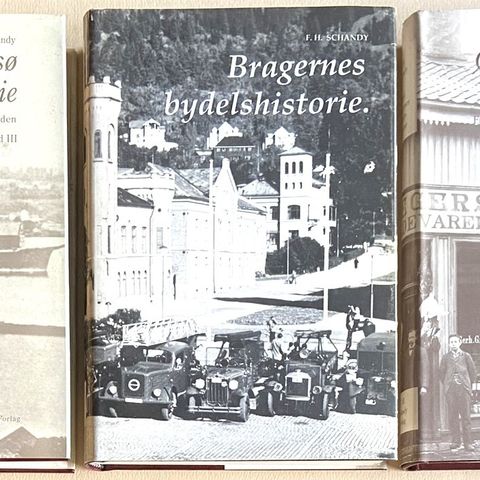 Bragernes  og Strømsø Bydelshistorie. Bind I - II - III. F. H. Schandy. u.å.