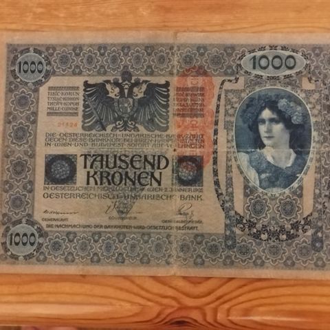 1000 kronen seddel fra 1902 ØSTERIKE / OESTERREICHISCH - UNGARISCHE BANK