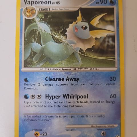 Vaporeon hp 90 pokemon kort