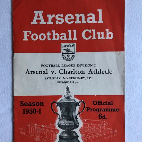 Program  Arsenal - Charlton Athletic 1951