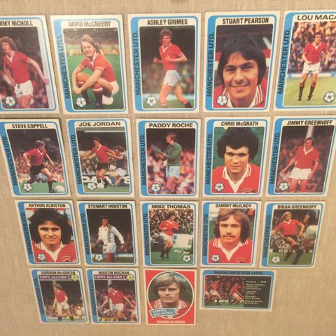 Manchester United - komplett sett 19 stk Topps 1979 fotballkort