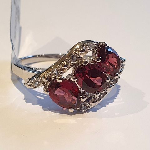 Tanzanian Umbalite Garnet & Topaz 925 Sølv Ring Limited Edition Str.57