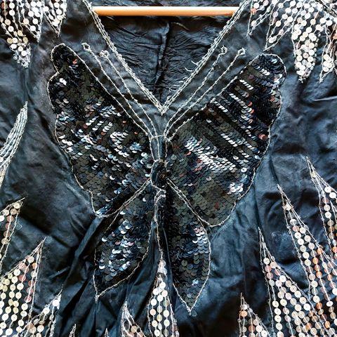 Vintage Sequin Black & Silver Top 70 s