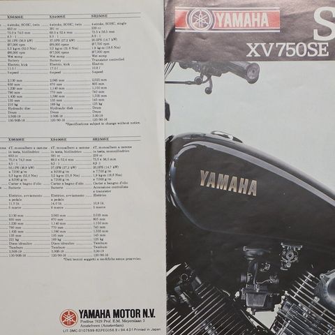 Yamaha Special XV750SE, XS650SE, XS400SE, SR250SE