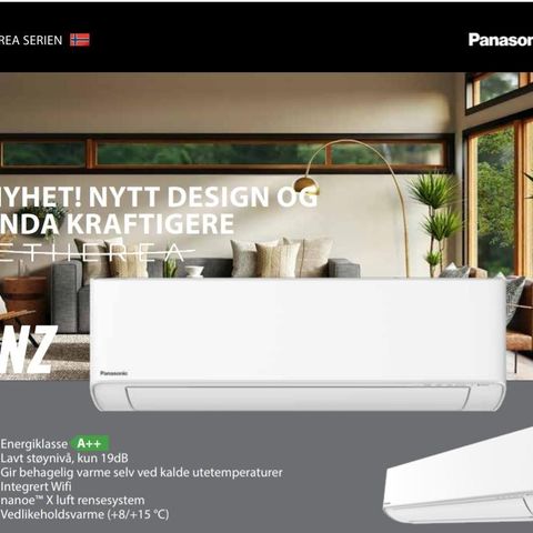 Varmepumpe Panasonic NZ35YKE med montering