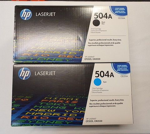 HP LaserJet 504A toner, Cyan og Black