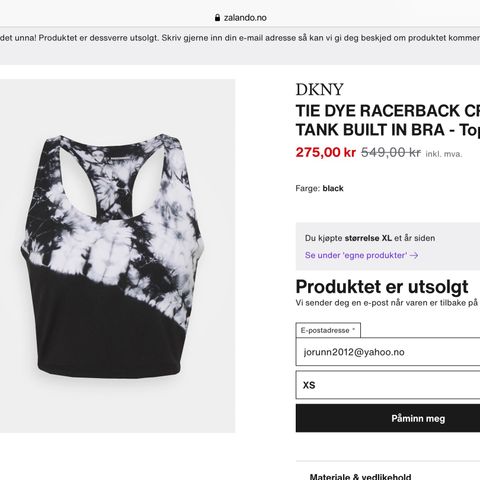 DKNY topp med innebygd bh