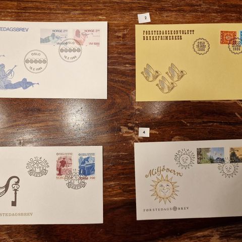 Førstedagsbrev (FDC) 1986 selges