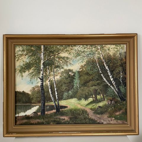 Maleri av skog / natur av P. Alguff
