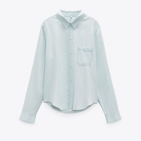 New ZARA denim look flowy lyocell shirt, size L