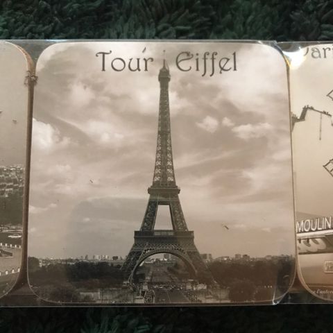 Paris coasters glassbrikker glassunderlag 6stk