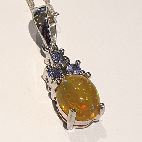 Ethiopian Opal Tanzanitt Tanzanite Sølv 925 Limited Edition Necklace Halskjeder
