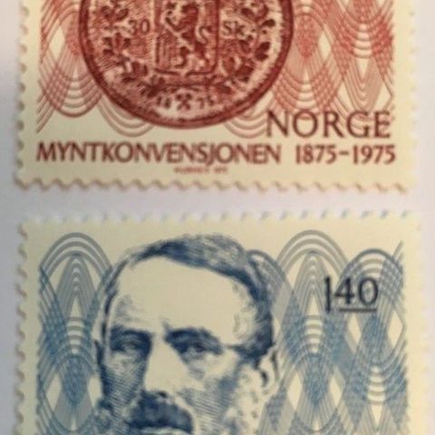 Norge 1975 Mynt- og meterkonvensjonen 100 år NK 751 og NK 752. Postfrisk.