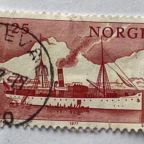 Norge 1977  Norsk kystfart  NK 796 DS Vesterålen utenfor Bodø  Stemplet