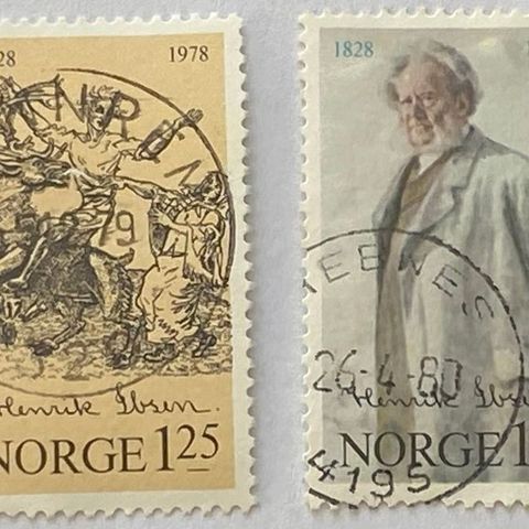 Norge 1978 Henrik Ibsen 150 år, NK 812 og NK 813. Stemplet.