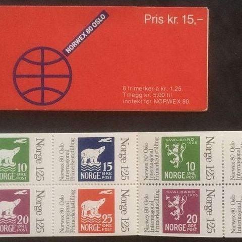 Norge 1978 Norwex 80 Frimerkehefte FH 50 NK 823- 830 Postfrisk