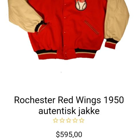 Rochester Red Wings 1950 Authentic Jacket. Bomberjakke