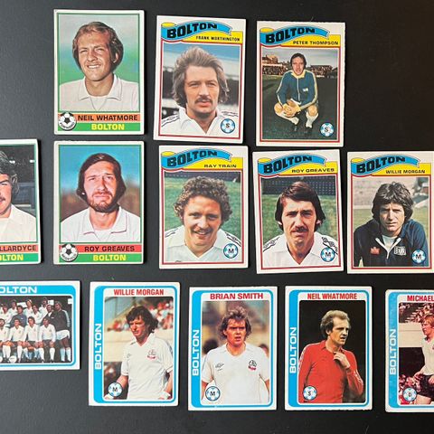 Fotballkort - Bolton - 13 stk. fra 1970-tallet