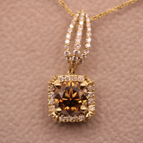 Nytt Fantastisk vakkert diamant halskjede! Fancy Brown 2.00ct! Verdi 140.000!