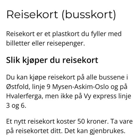 Busskort i Østfold