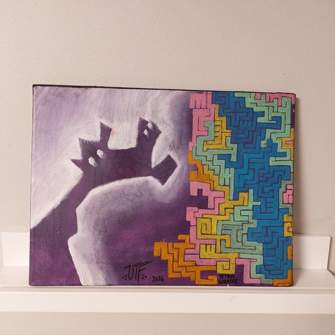 Tetris giraffe, 2016, akryl på lerret, USHI the FOX art