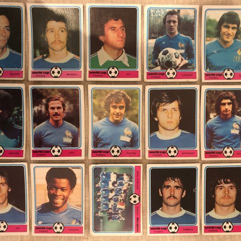Frankrike -  15 stk VM 1978 Hanna`s Monty Gum fotballkort inkl Platini