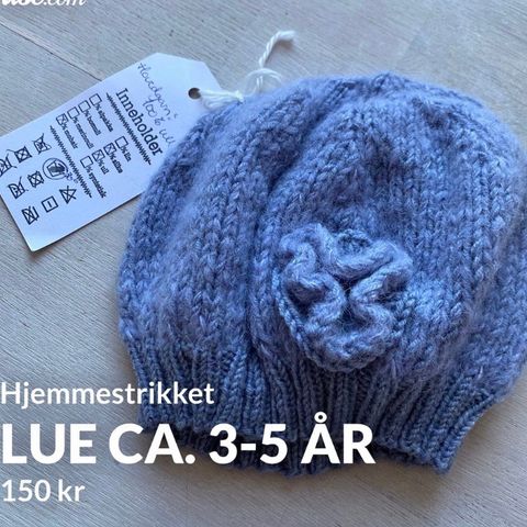 Hjemmestrikket lue ca. 3-5 år