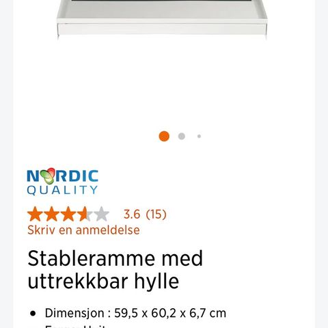 Stableramme med uttrekkbar hylle