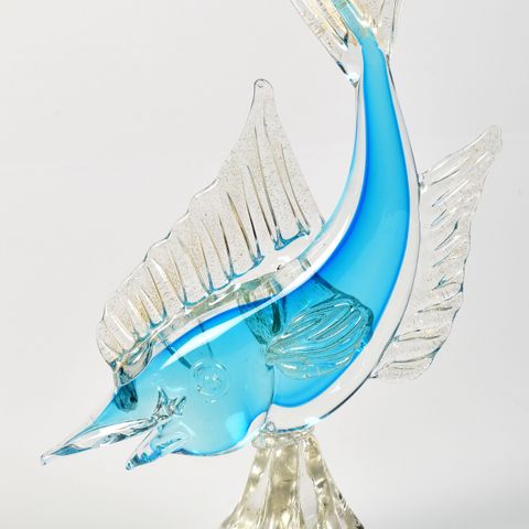 Murano---Fisk i blått glass