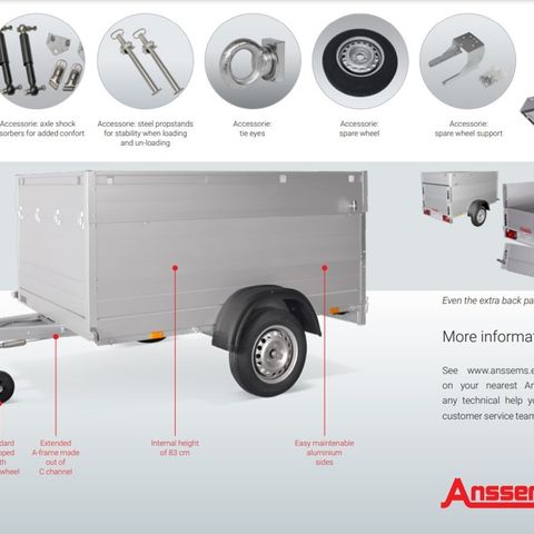 Anssems GTB 750 T1 alu lokkhenger - 211x126x83 cm!