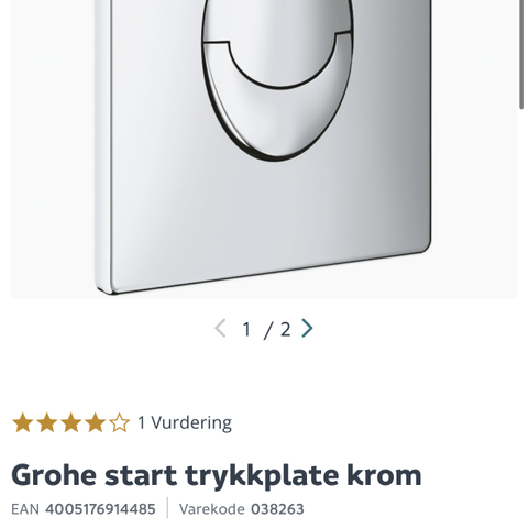 Grohe trykkplate krom