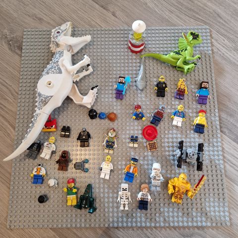 Diverse lego med sjelden dinosaur