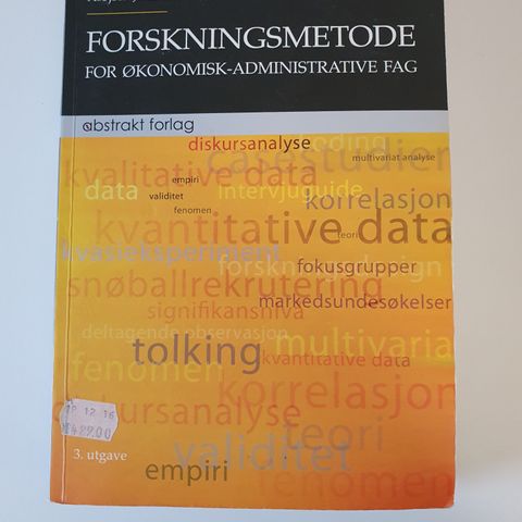 Pensumbok-Forskingsmetode for økonomisk-administrative fag