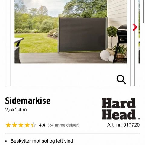 3 stk uåpnede sidemarkiser fra Jula, selges!