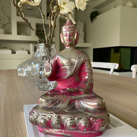 Sølv rosa buddha figur statue